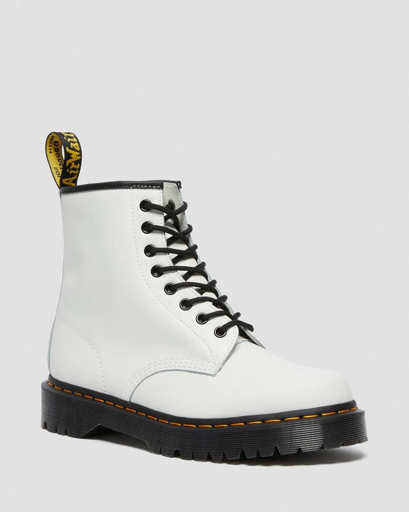 Dr Martens 1460 Bex Smooth Læder Platform Støvler Herre Hvide | DK 551ILH